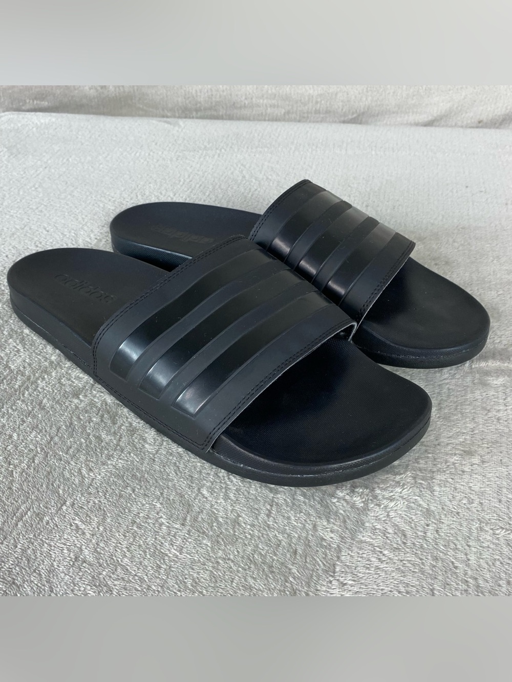 Adidas Adilette Comfort Slide Sandals Mens Size 12 Black Slip On Water NEW